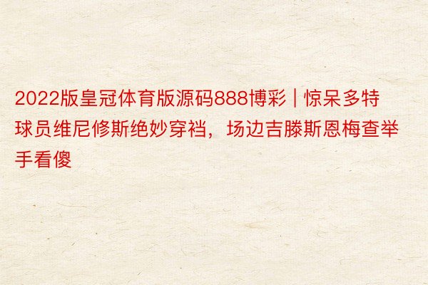 2022版皇冠体育版源码888博彩 | 惊呆多特球员维尼修斯绝妙穿裆,场边吉滕斯恩梅查举手看傻
