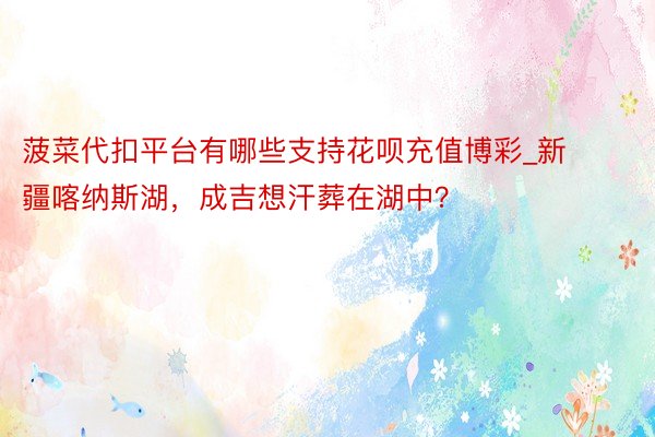 菠菜代扣平台有哪些支持花呗充值博彩_新疆喀纳斯湖，成吉想汗葬在湖中？